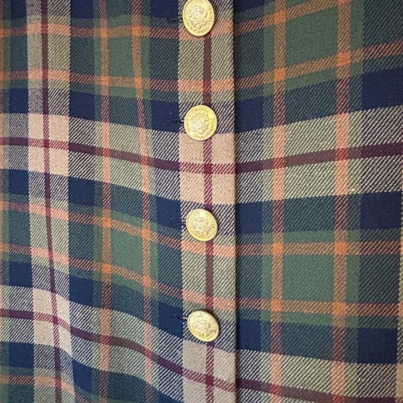 Vintage Heritage Tartan Plaid Maxi Dress Size 10 Velvet Collar Button Front - Picture 2 of 8